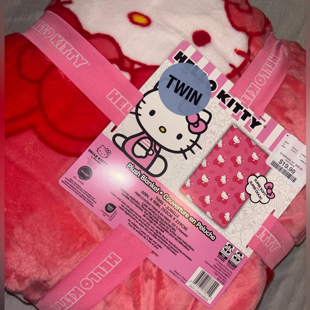 Hello Kitty Twin Pink Bow Blanket